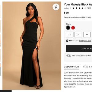 Lulus Your Majesty Black Asymmetrical Mermaid Maxi Dress